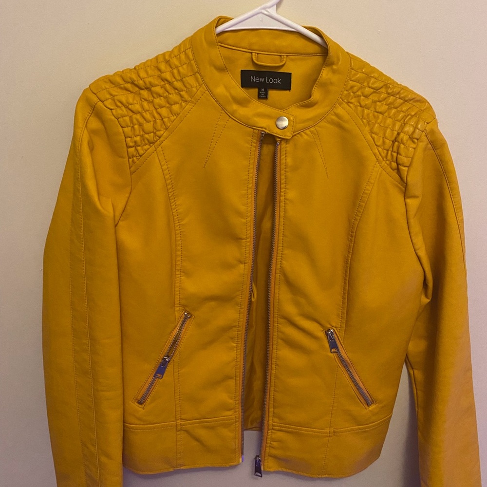 Retro Mustard Yellow Faux Leather Bomber - Picture 1 of 3